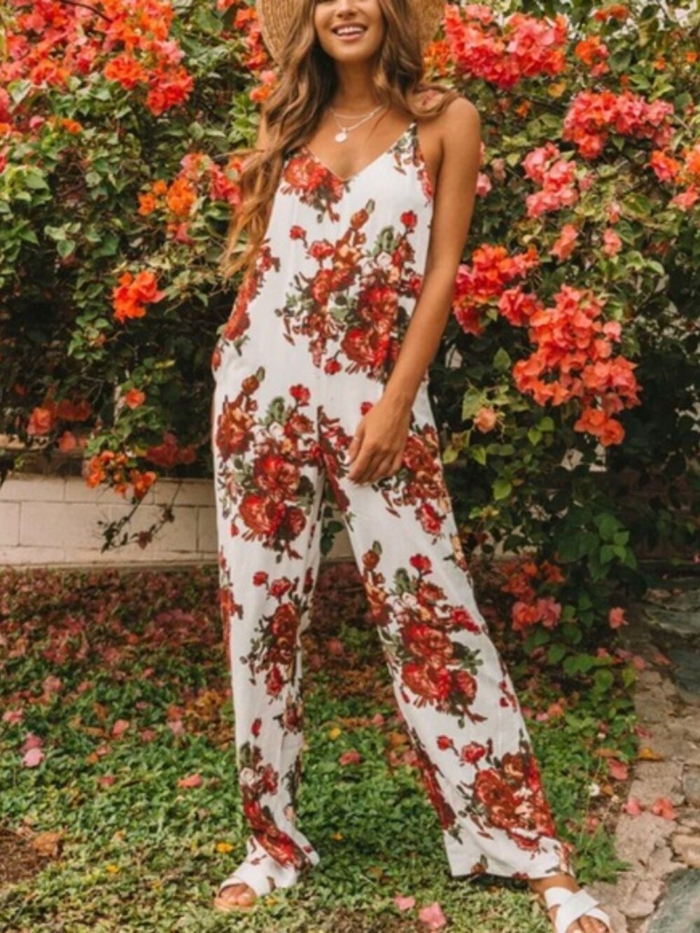 SNDYS Everyday Floral Jumpsuit Size Small Spaghetti Strap Boho Cottagecore NEW